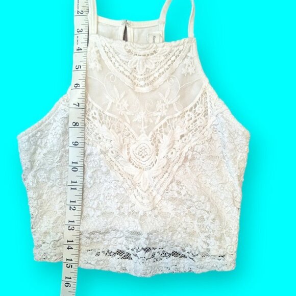 Abercrombie & Fitch 2000's Crochet Lace Crop Tank Top Size Extra Small - Picture 5 of 10